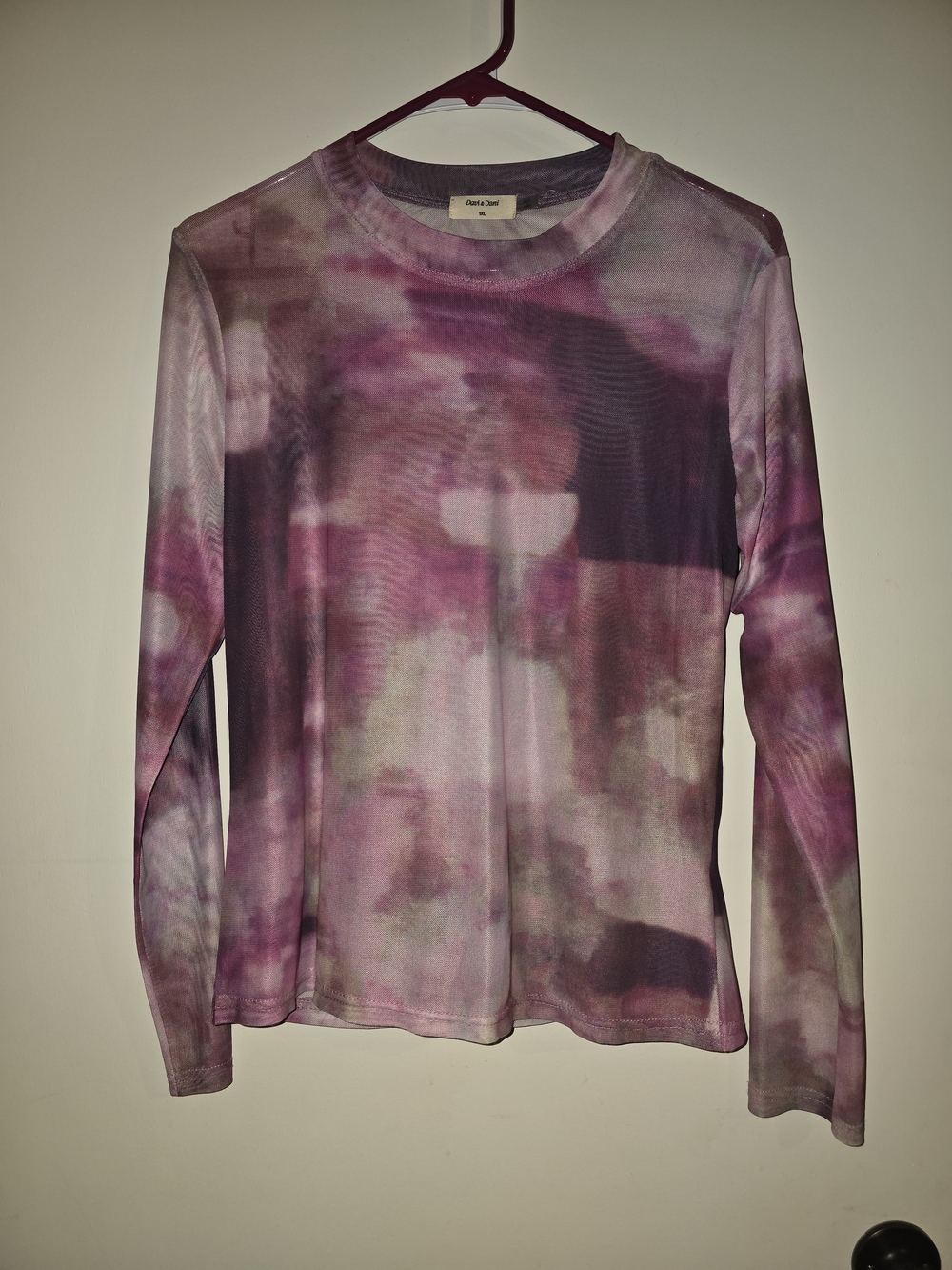 DAVI & DANI Purple Tie-Dye Sheer Long Sleeve Tee